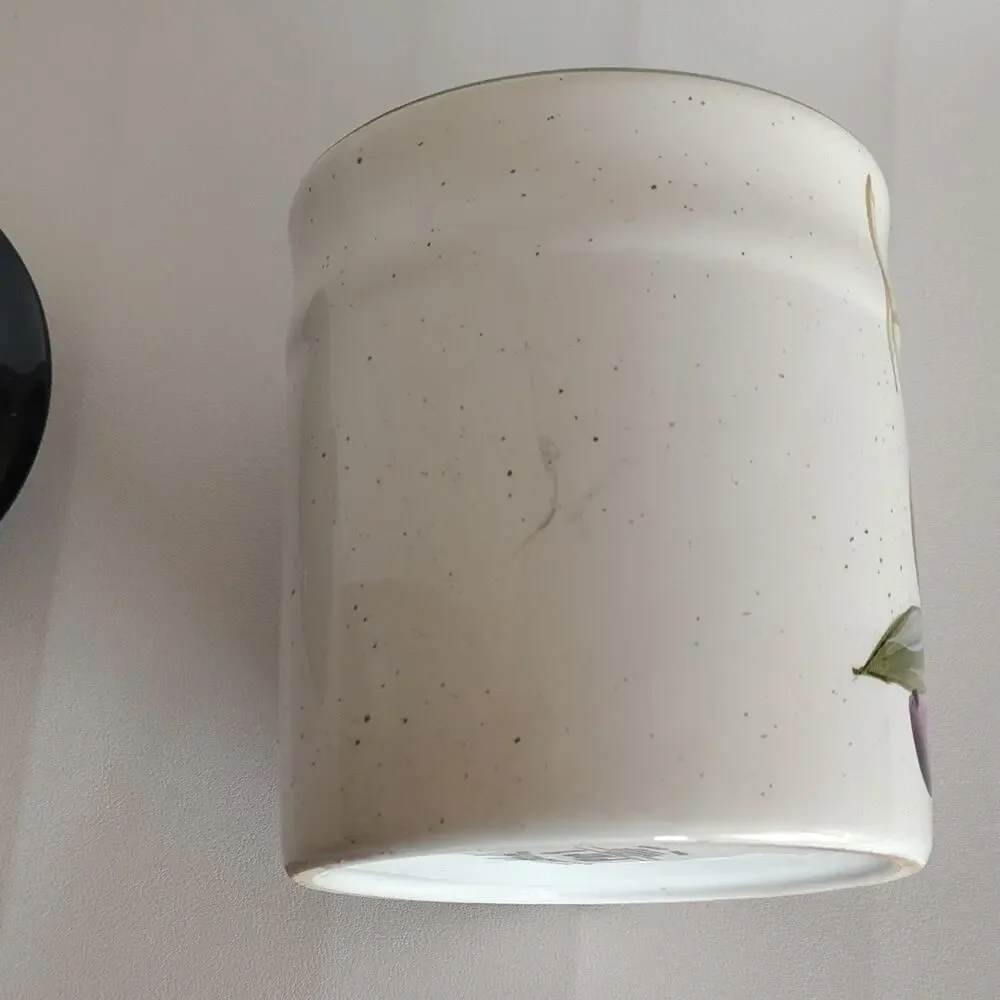 Pier One Ceramic Canister White Green Purple Black Olive Branch Fruit Kitchen 7